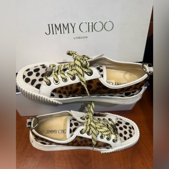 Jimmy Choo Brown and White Sneakers with Leopard Print - Picture 16 of 16